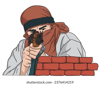 someone who is using a long-barreled weapon