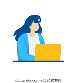 Someone works with a laptop. Flat illustration design concept. Completing assignments, preparing agendas, office work.