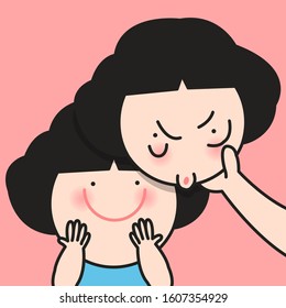 Someone's Hand Remove Girl Other Grumpy Face Mask Concept Card Character illustration