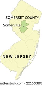 Somerset County And Borough Of Somerville Location On New Jersey State Map