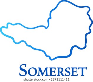 Mapa de degradado azul aislado del condado Somerset