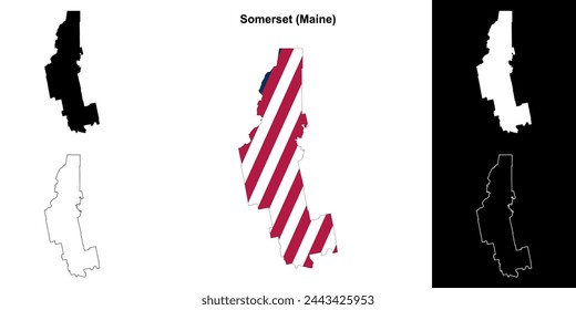 Somerset county (Maine) outline map set