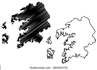 Somerset County, Maryland (U.S. county, United States of America, USA, U.S., US) map vector illustration, scribble sketch Somerset map