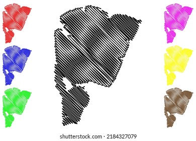 Somerset island (Canada, Nunavut Province, North America, Canadian Arctic Archipelago) map vector illustration, scribble sketch Somerset map