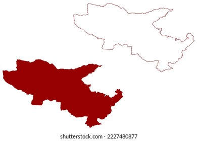 Somerset West and Taunton Non-metropolitan district, (United Kingdom of Great Britain and Northern Ireland, ceremonial county Somerset or Somersetshire, England) map vector, scribble sketch map