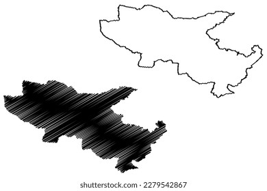 Somerset West and Taunton Non-metropolitan district, (United Kingdom of Great Britain and Northern Ireland, ceremonial county Somerset or Somersetshire, England) map vector, scribble sketch map