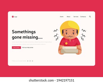 Something gone missing landing page template design. Vector graphic illustration.