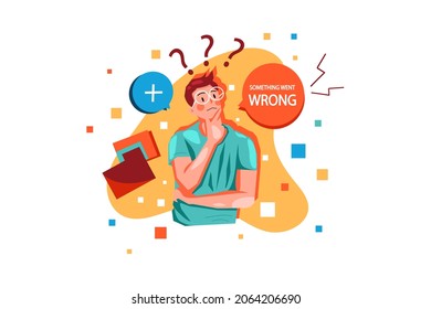 Something went wrong Illustration concept. Flat illustration isolated on white background.