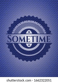 Un emblema con textura de jean. Ilustración vectorial. Detallado.