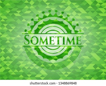 Sometime green emblem. Mosaic background