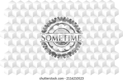 En algún momento insignia gris con fondo geométrico blanco cubo. 