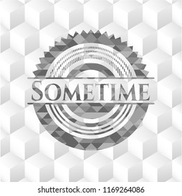 Sometime grey emblem with geometric cube white background