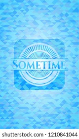 Sometime realistic light blue emblem. Mosaic background