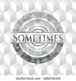 Sometimes grey emblem. Retro with geometric cube white background