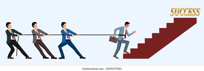 Sometimes the people around us become obstacles to our success. vector illustration