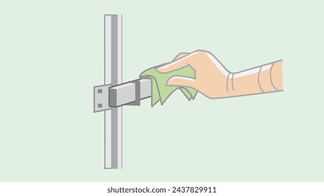 sometric Flat Vector Conceptual Illustration of Bathroom Disinfectant, Cleaning with Spray Detergent