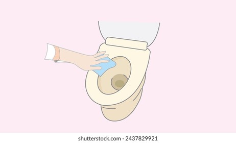sometric Flat Vector Conceptual Illustration of Bathroom Disinfectant, Cleaning with Spray Detergent