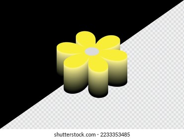 sometric view yellow flower icon vector.