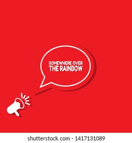 SOMEWHERE OVER THE RAINBOW - red banner,sign,tag,label. modern minimalist illustratio