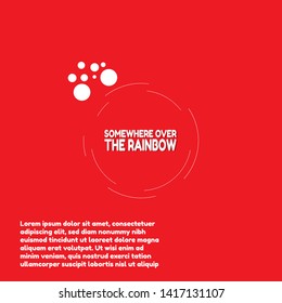 SOMEWHERE OVER THE RAINBOW - red banner,sign,tag,label. modern minimalist illustratio