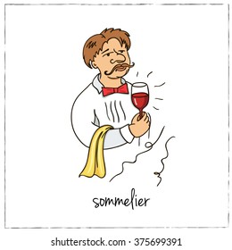 Sommelier. Collection of wine.  Vector illustration of wine elements for design menus, recipes and packages product.