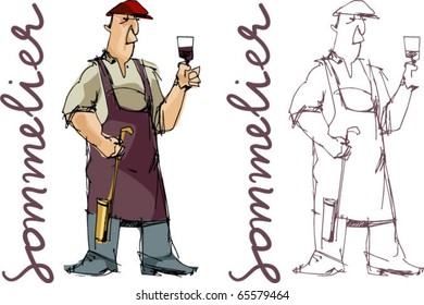 sommelier handmade based vector illustration