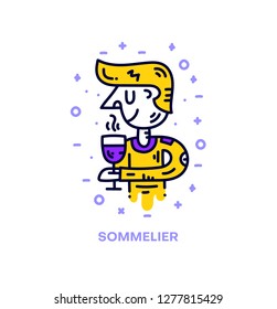 Sommelier icon. Hand drawn colored vector concept