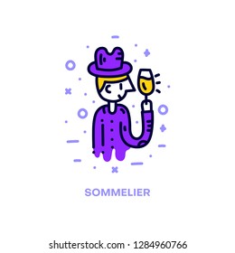 Sommelier icon. Hand drawn colored vector concept. Isolated element