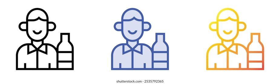 sommelier icon. Linear, Blue Fill and Gradient Style Design Isolated On White Background