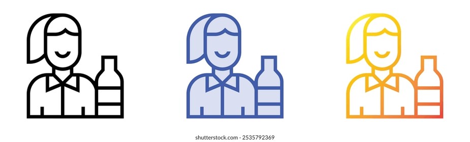 sommelier icon. Linear, Blue Fill and Gradient Style Design Isolated On White Background