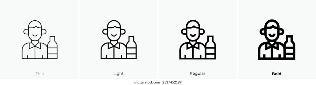 Icono de sommelier. Diseño de estilo delgado, ligero, regular y audaz aislado sobre fondo blanco
