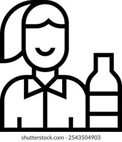 ícone do sommelier. Design de estilo linear fino isolado em fundo branco