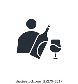 ícone sommelier. vetor.Editável símbolo de estilo traço.linear para usar web design,ilustração logo.Symbol.