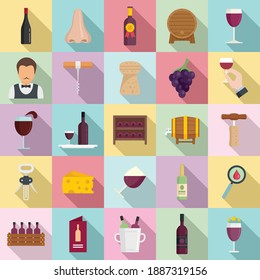 Sommelier icons set. Flat set of sommelier vector icons for web design