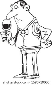 Sommelier Presentation Wine/Restaurant Vector Cartoon