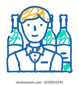 vetor de esboço de ícone de doodle da profissão sommelier. sinal de profissão sommelier. ilustração de símbolo isolado