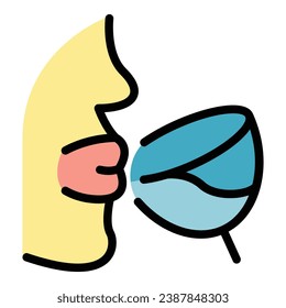 Sommelier taste icon outline vector. Alcohol critic. Woman cook color flat