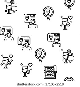Sommelier Wine Tasting Seamless Pattern Vector Thin Line. Illustrations