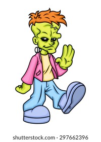 Somnambulism Concept - Walking Cartoon Character Vector