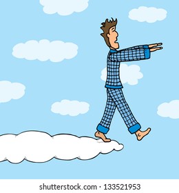 Somnambulist Guy Walking On Cloud