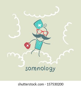 somnology flying in the sky in the clouds