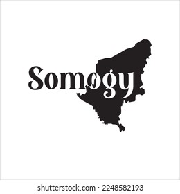 Mapa de somogía y diseño de letras negras sobre fondo blanco
