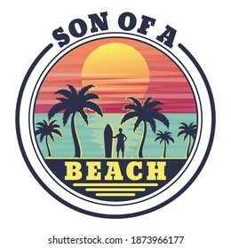 Hijo de una playa. Diseño de afiches único y moderno.