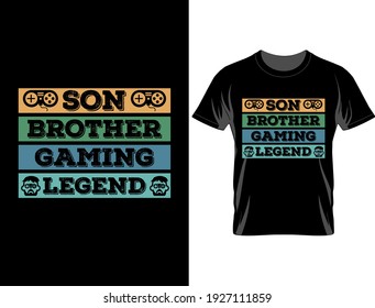 Son brother gamer t shirt design, T Shirt Design Vector