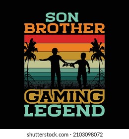 son with brother gaming custom retro vintage t shirt design.son with brother amazing trendy or vintage t shirts designs