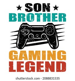 Son Brother Gaming Legend, Joystick vector art, Holiday shirt print template