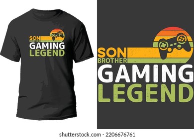 Son brother gaming legend t shirt design.