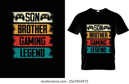 Son Brother Gaming Legend Gaming T-Shirt Design Vector