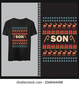 Son Christmas T shirt design, Christmas vector t shirt design, 