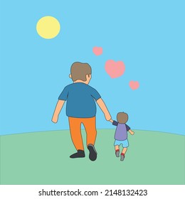 Hijo y papá en el campo